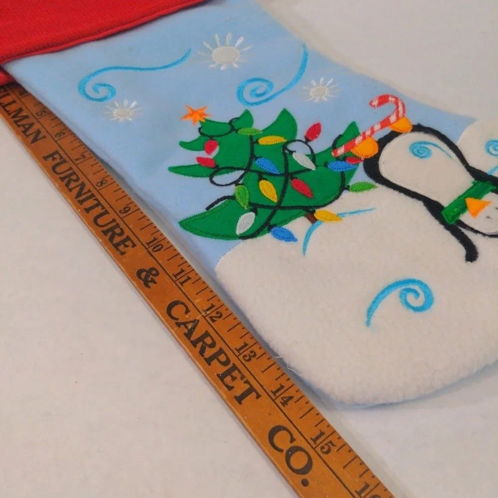 Hobby Lobby Set of 2 Penguin Christmas Stockings Blue Red Whimsical 2012 NWT
